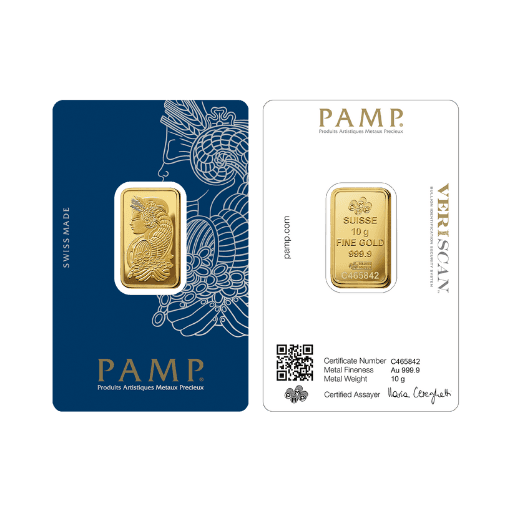1g PAMP Suisse Gold Bar, 1 g 24K